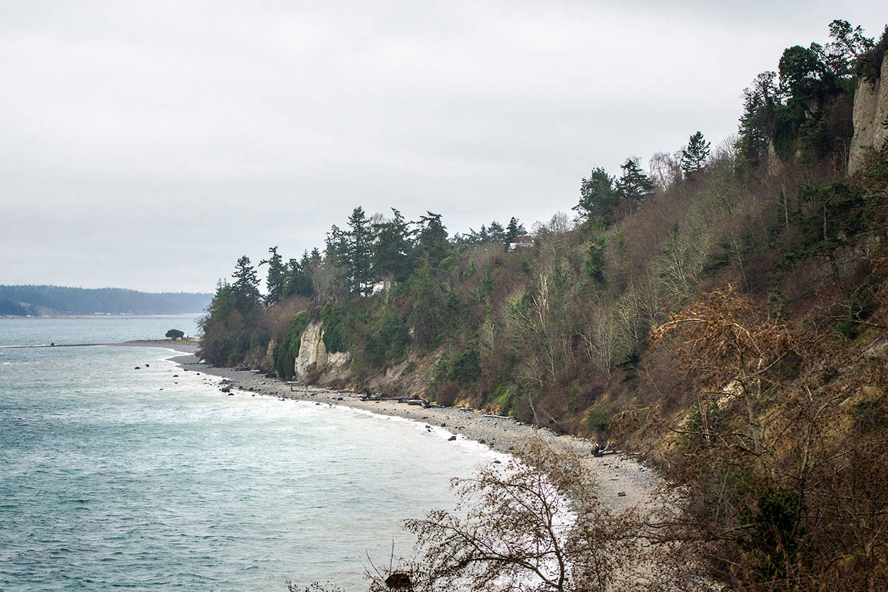 Waves crash against the shoreline in Port Townsend near Fort Worden State Park. The state Department of Ecology recently approved the city’s amendment to its Shoreline Master Program. (Jesse Major/Peninsula Daily News)