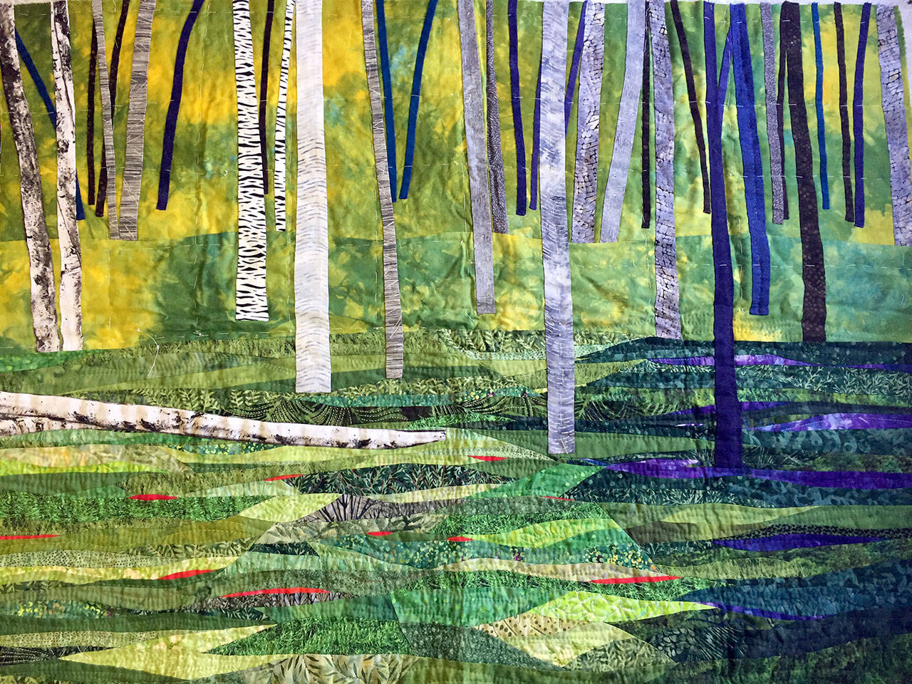 “Sol Duc Solitude” by Kathie Cook of Sequim will be among the 40 pieces in “Under the Influence ofFiber,” a two-month exhibit opening Sunday at the Old Alcohol Plant in Port Hadlock.