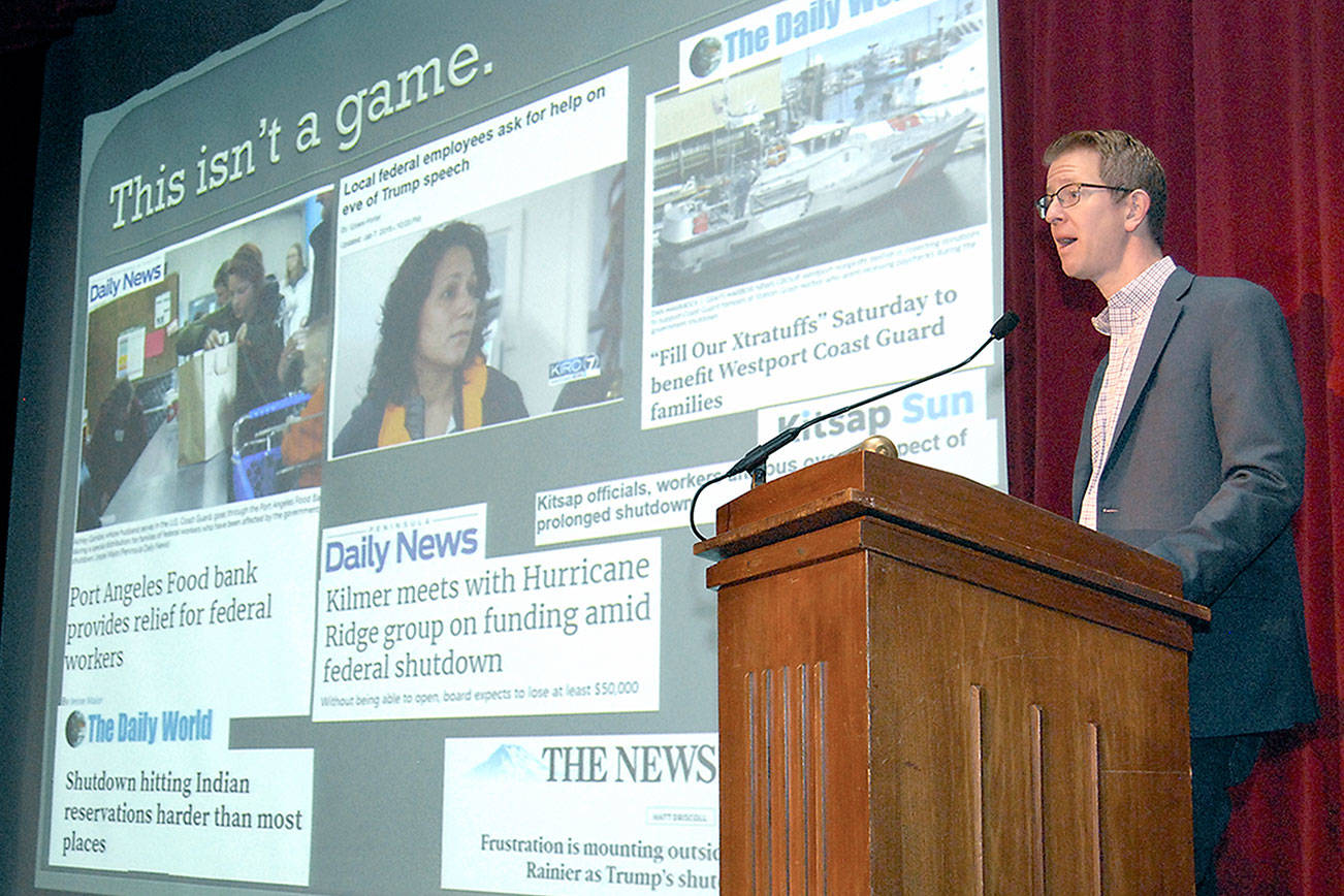 Kilmer discusses hospital reimbursement in Port Angeles town hall meeting