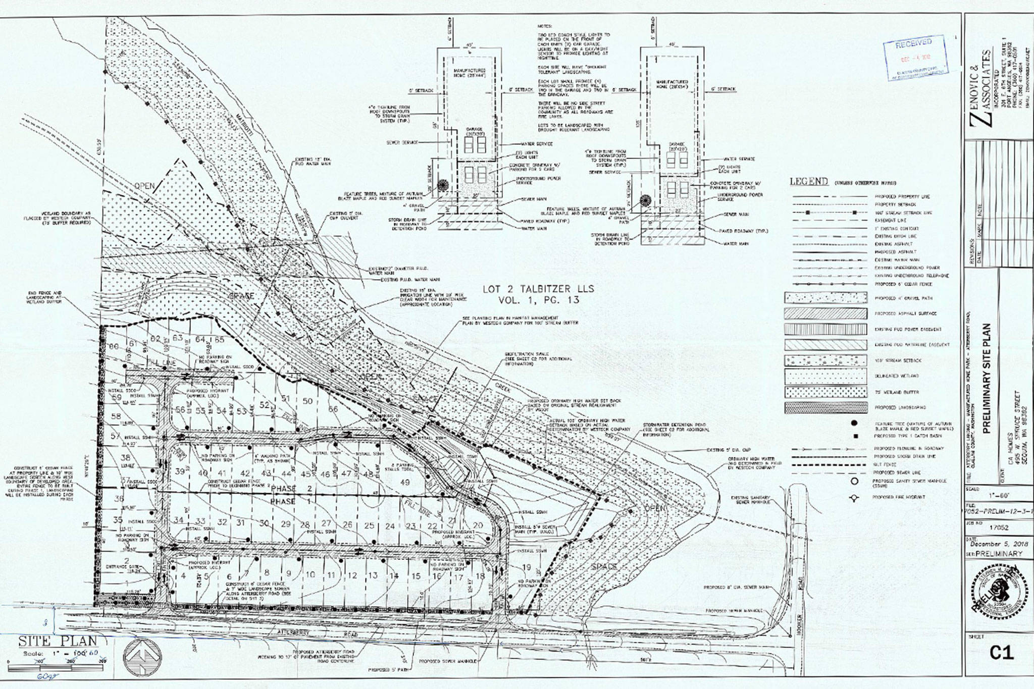 The Carlsborg manufactured home park is moving forward after being denied twice in two years by Clallam County Hearing Examiner Andrew Reeves. The plan’s first phase proposes 36 homes be built followed by the remaining 30. (Clallam County)