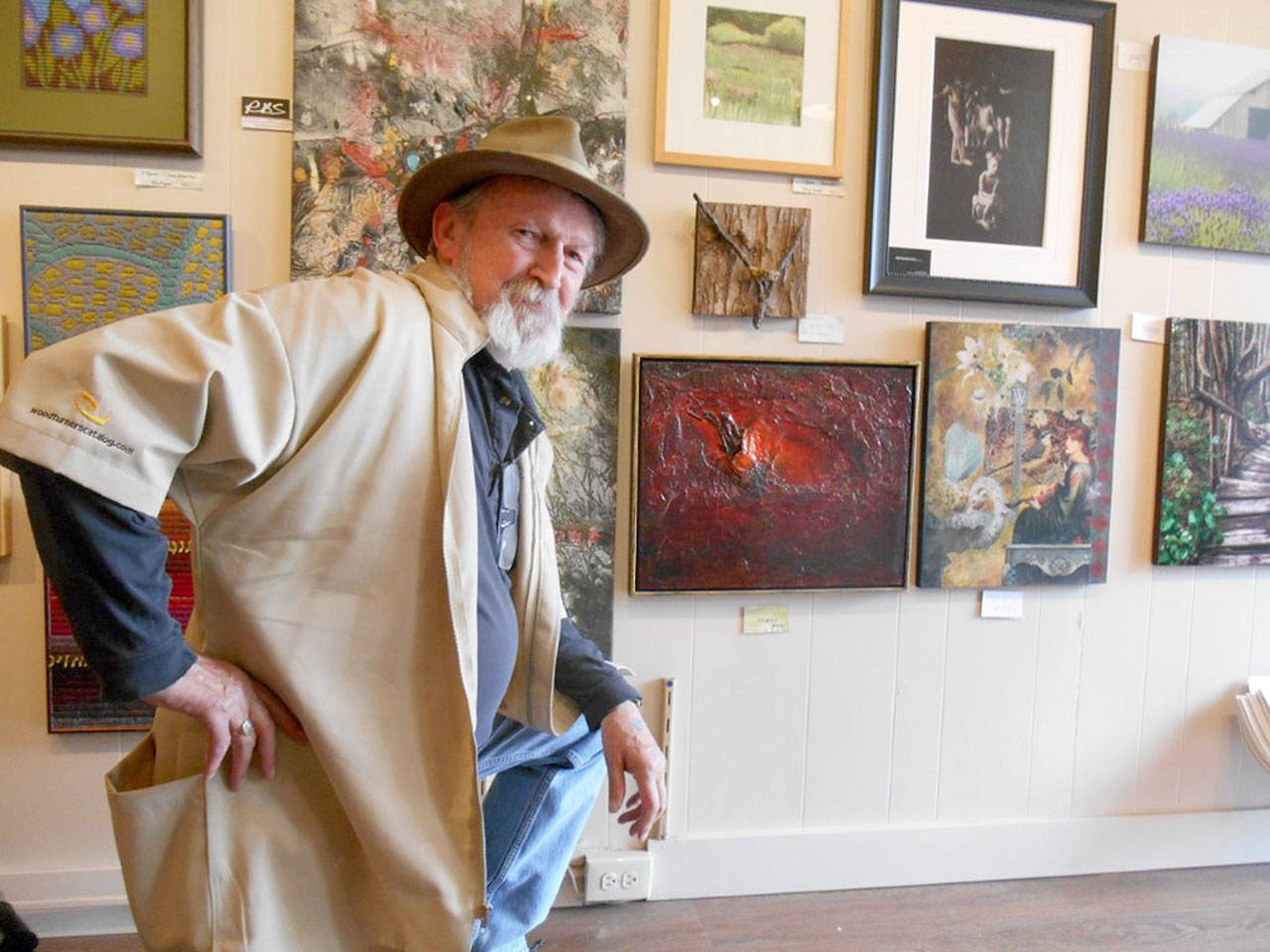 Tracy McCallum poses with his work, “Genesis,” which will be on display at Harbor Art Gallery in Port Angeles as Second Saturday weekend.