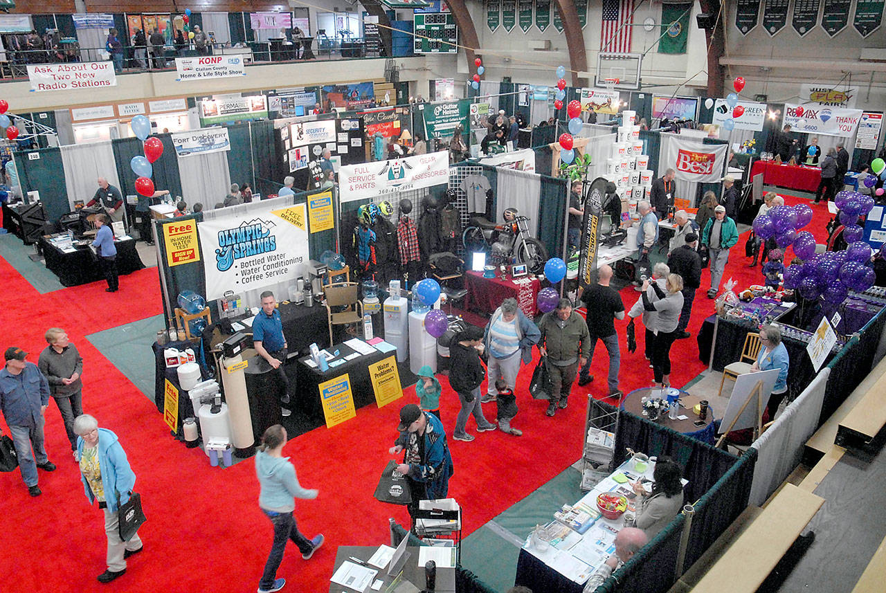 The Clallam County Home and Lifestyle Show, shown in 2018, will take over both gymnasiums of Port Angeles High School this weekend. (Keith Thorpe/Peninsula Daily News)