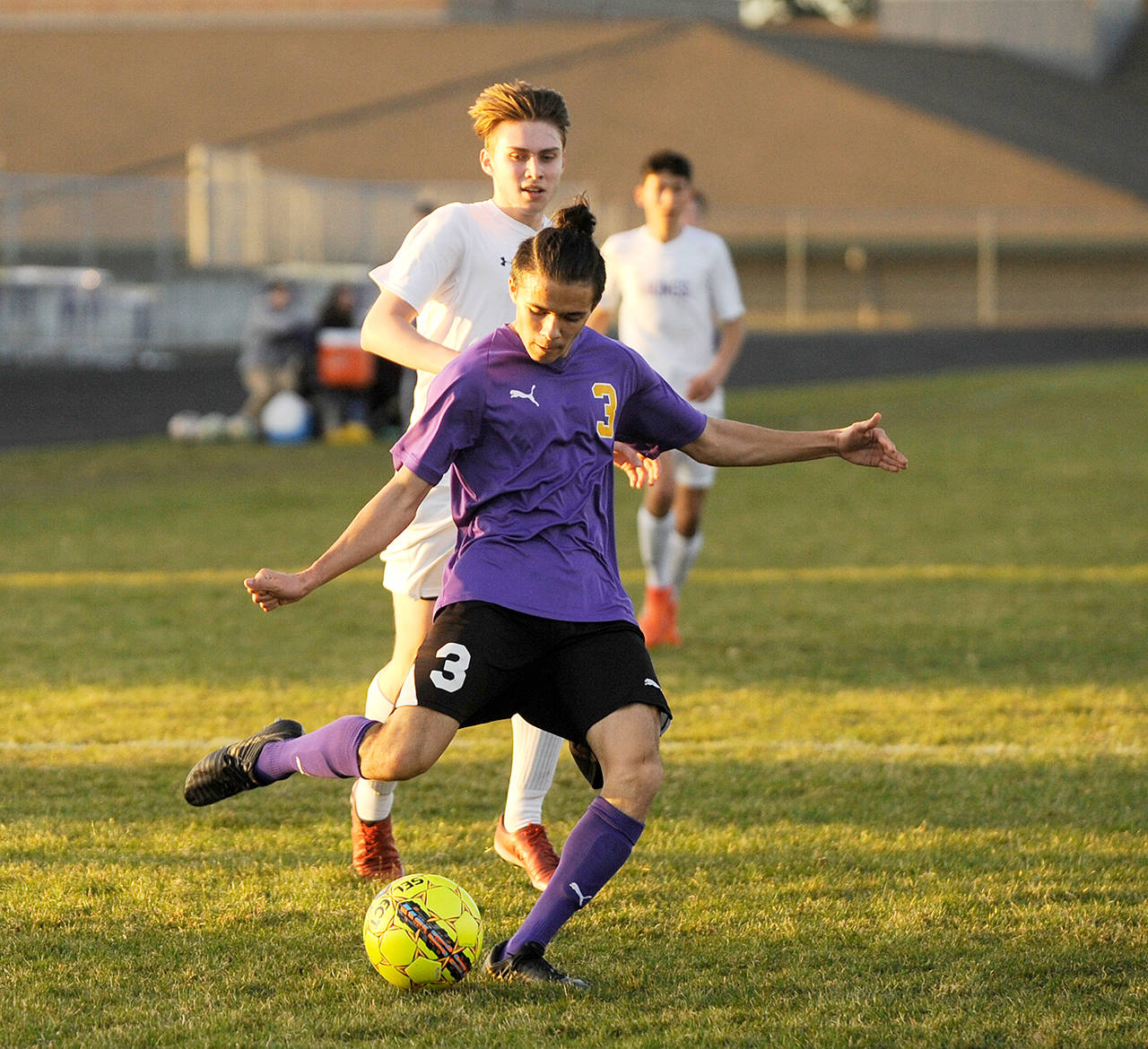 Sequim’s Ryan Tolberd, 3, scored three goals in the Wolves’ 6-0 shutout of North Kitsap on Wednesday. Michael Dashiell/Olympic Peninsula News Group