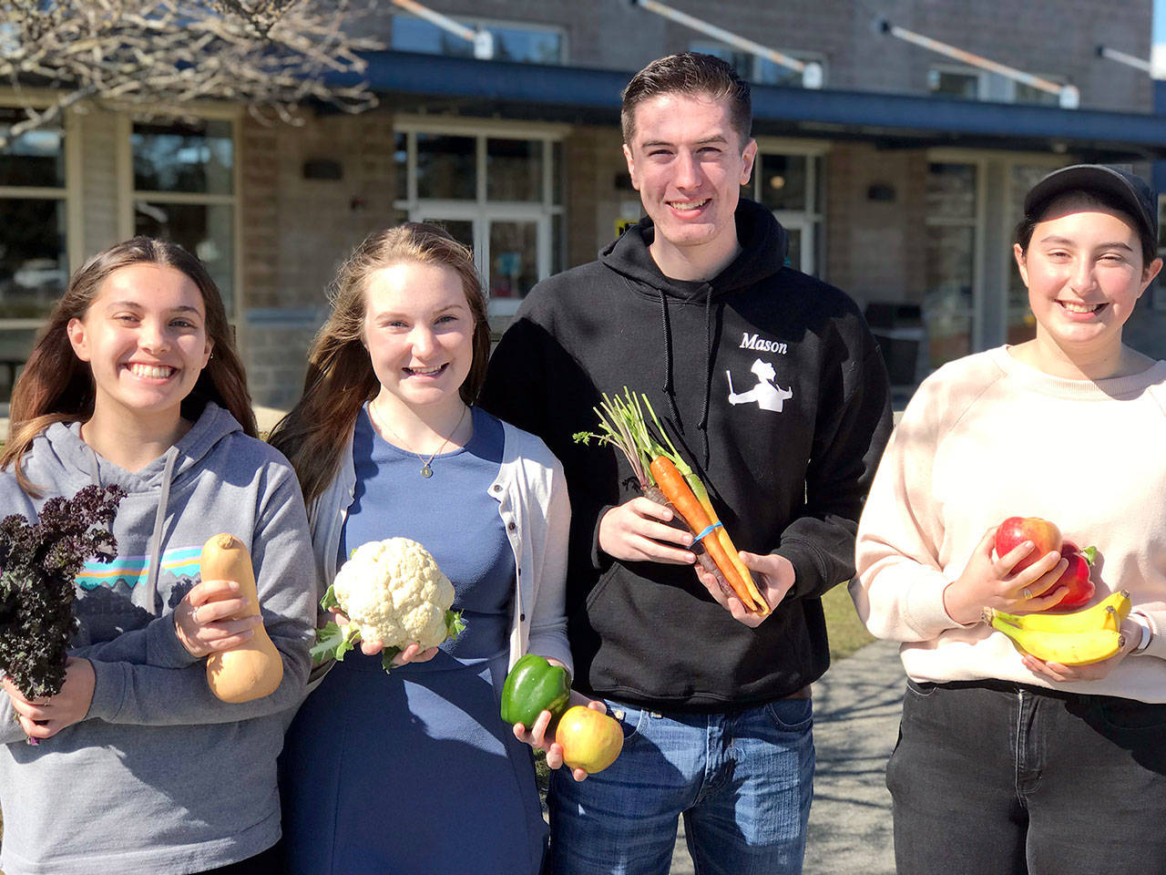 Community Wellness Project Student Rep. Polly Nole with WE Act Club members Lacey Bishop, Mason Lawson and Ava Vaughn.