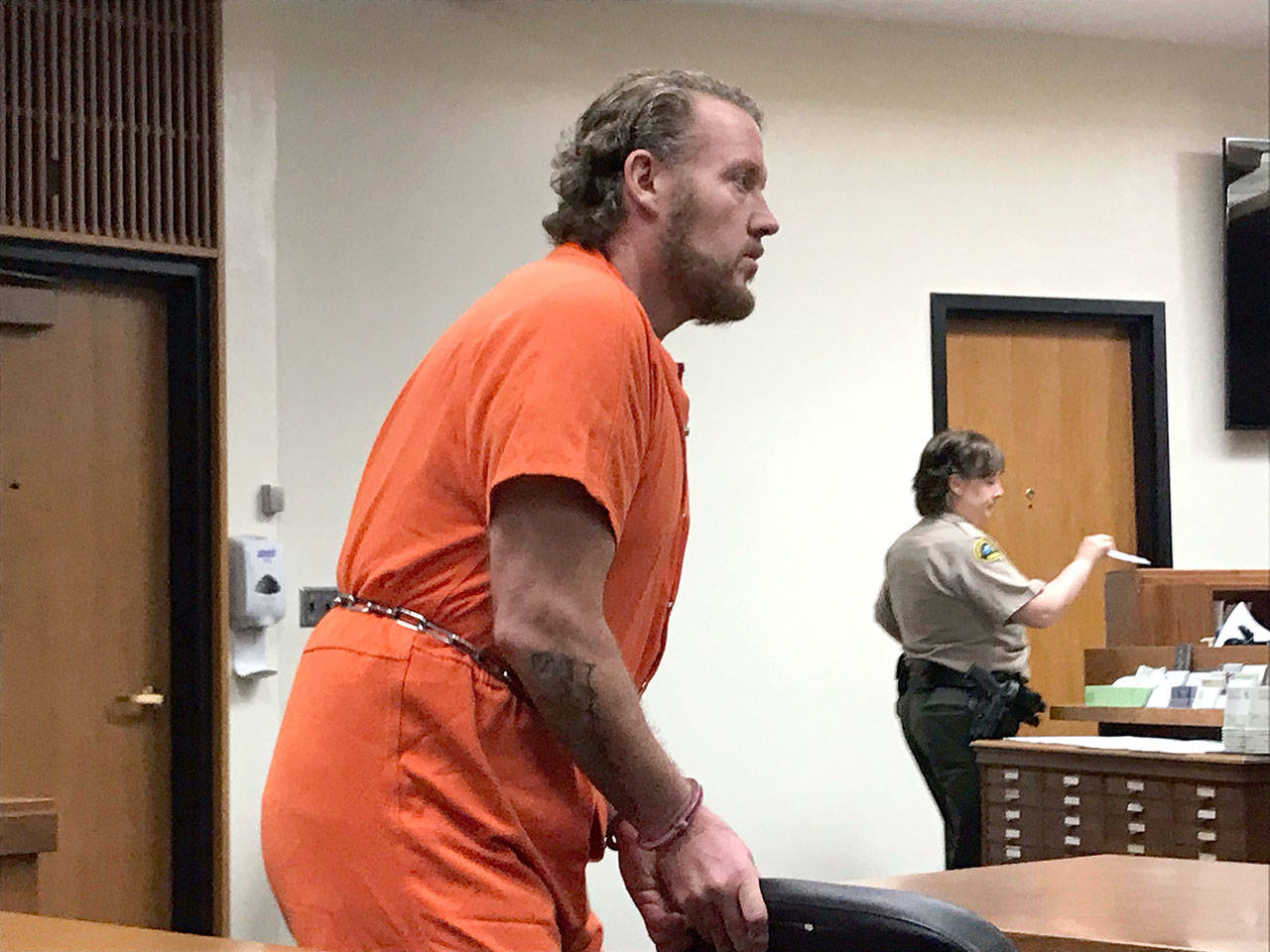 Jason P. Spaulding gets ready to be sentenced Wednesday for raping a 19-year-old woman. (Paul Gottlieb/Peninsula Daily News)