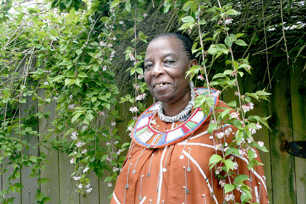 Nakaji Lukumai is the founder and director of Emburis Primary School in Tanzania. She has been speaking in Chimacum School District classrooms about her life in Africa and will be attending the WE Feed Kids 5K in Chimacum on Saturday. Proceeds from the race benefit both Chimacum schools and Lukumai’s school in Tanzania. (Brian McLean/Peninsula Daily News)