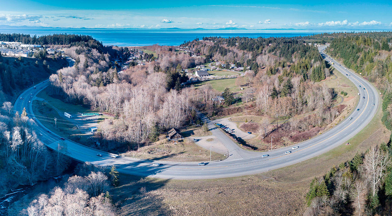 The state Legislature has allocated $1 million for improving U.S. Highway 101 at Morse Creek. (Dave Pitman/Olympic Aerial Solutions)