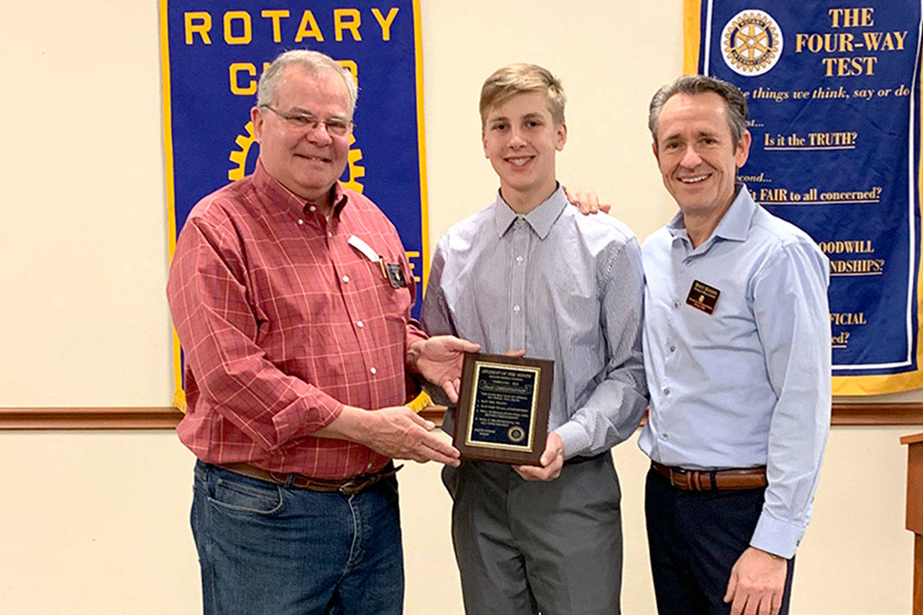 PHOTO: Sequim Sunrise Rotary Club recognizes middle school student