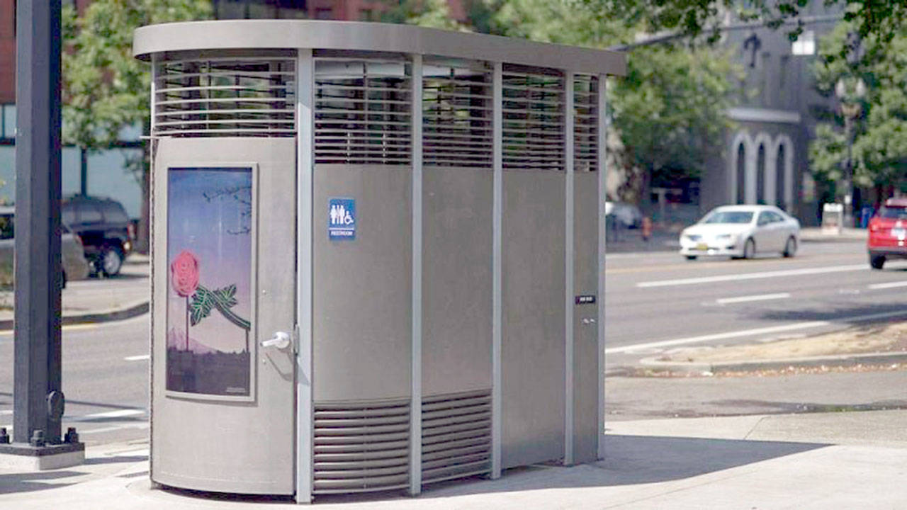 A Portland Loo, like those being investigated for use in Port Angeles’ downtown area is shown here.