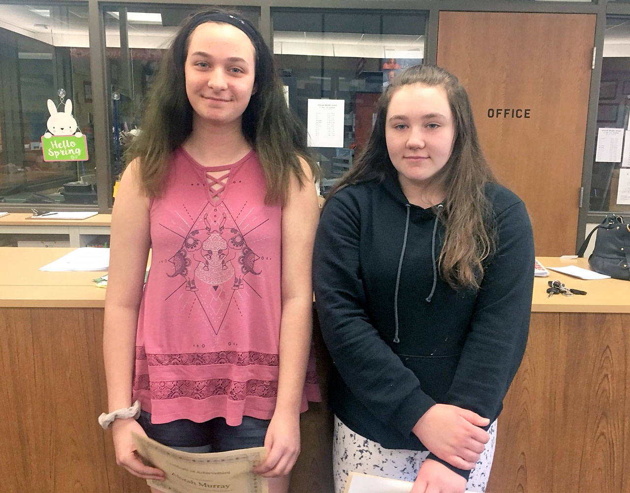 2019 Pollanz Promise Scholarships recipients are Alorah Murray, left, and Hailey Fisher. (Stevens Middle School)