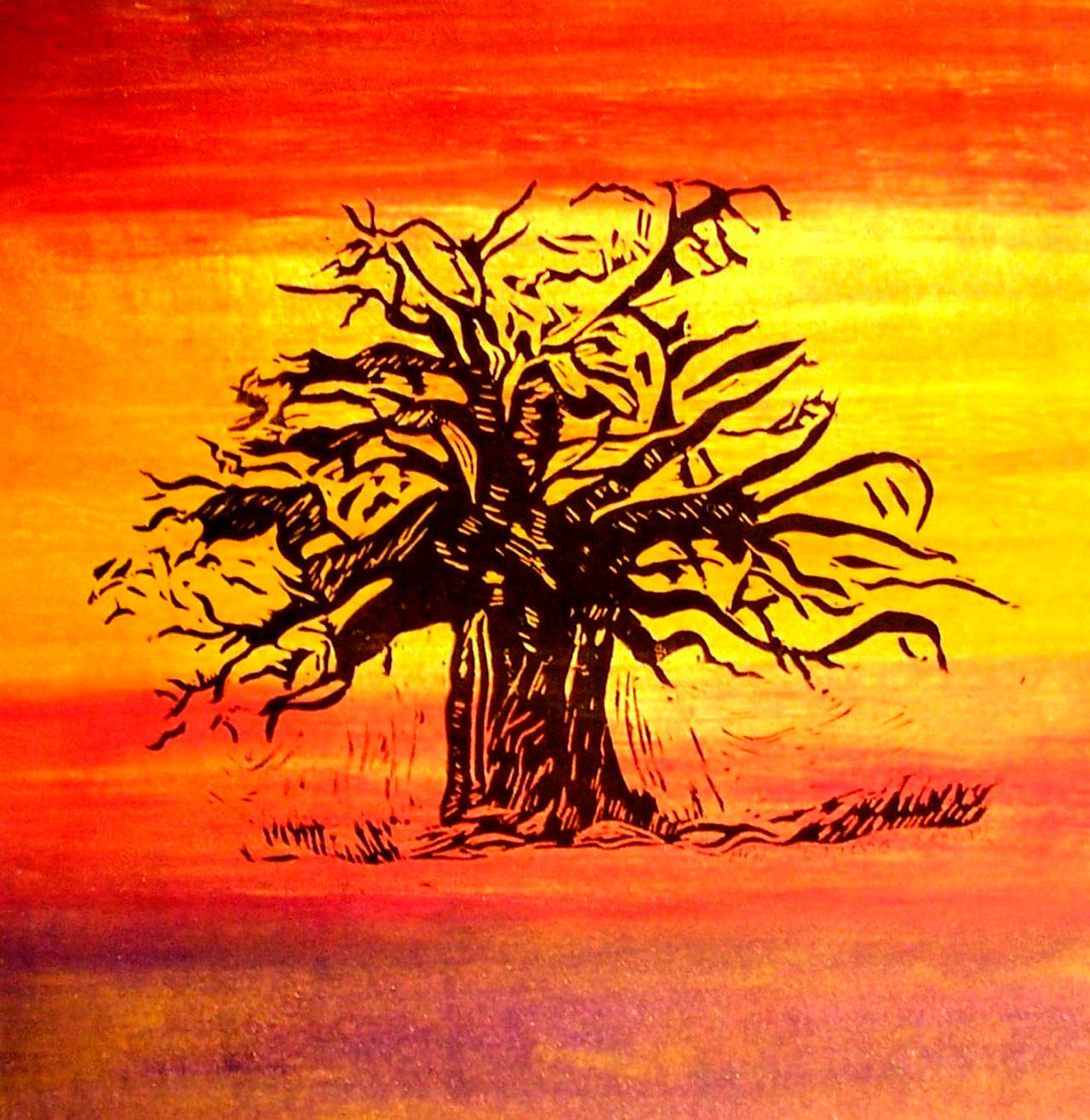 Sallie Radock’s “Sunset Baobab” will be among work on exhibit this weekend at Harbor Art Gallery for Second Saturday Art Walk.