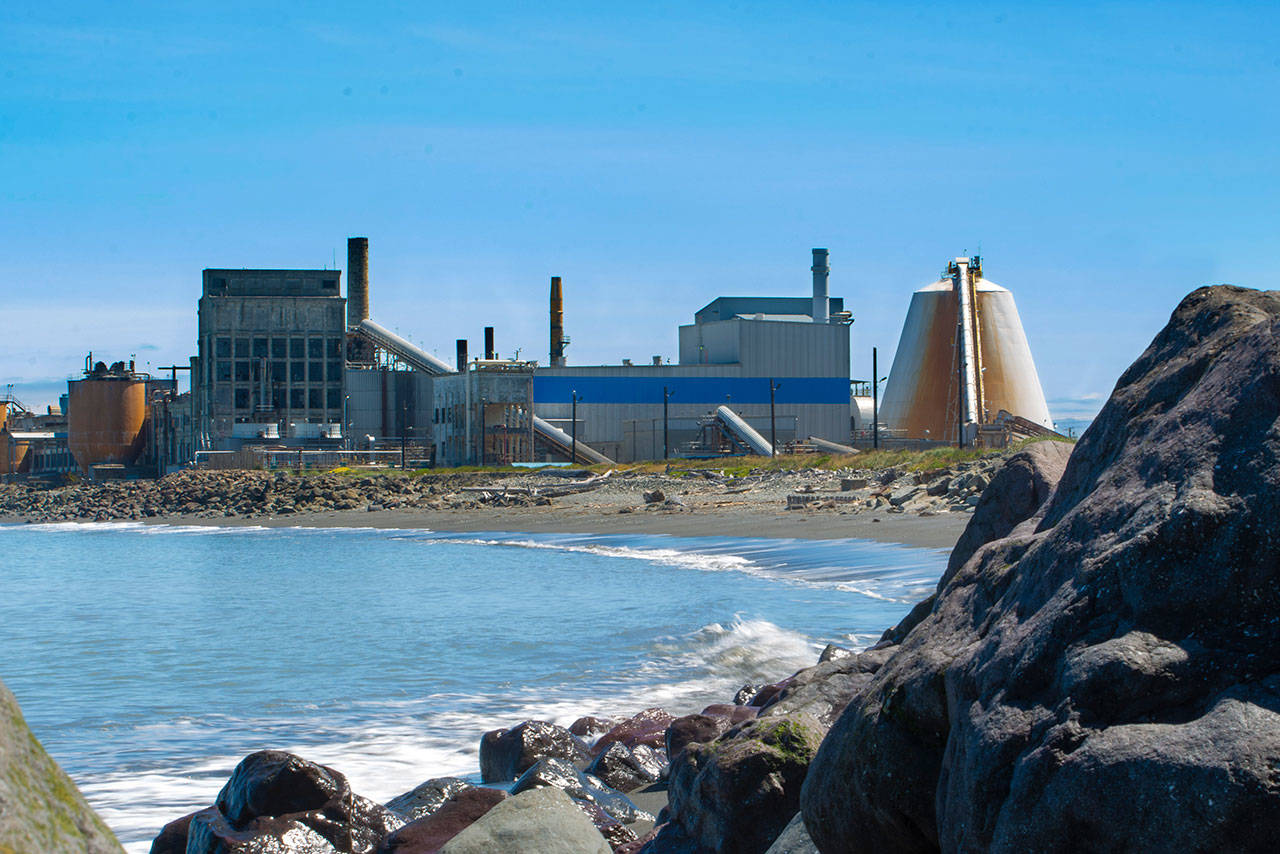 While McKinley Paper Co. and the union representing mill workers reached an agreement on a new contract last week, a September timeline for reopening the plant remains in question. (Jesse Major/Peninsula Daily News)