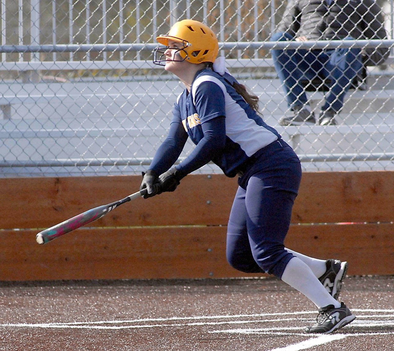 Keith Thorpe/Peninsula Daily News Fork’s Rian Peters watched the ball sail over the fence during a March game against Seattle Prep. Keith Thorpe/Peninsula Daily News Fork’s Rian Peters watched the ball sail over the fence during a March game against Seattle Prep.
