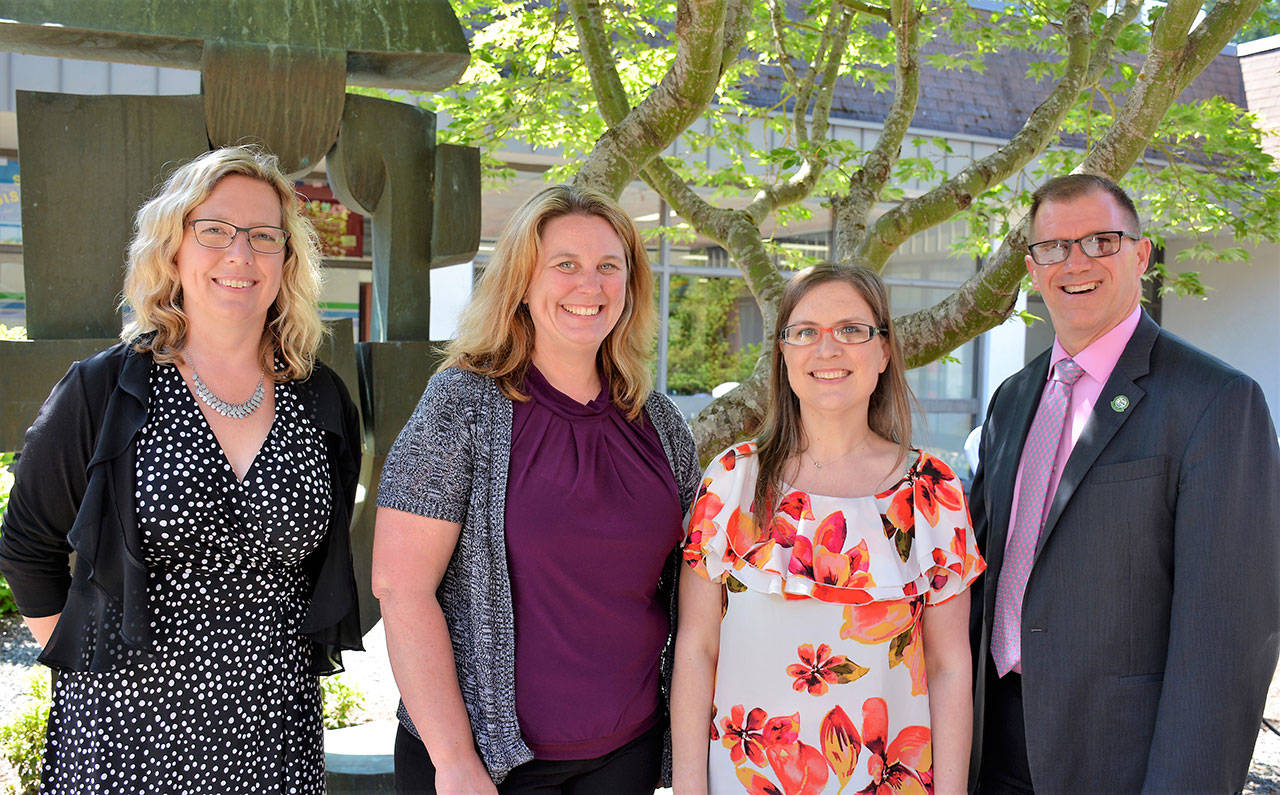Roosevelt Elementary Principal Michelle Olsen, Vice Principal Jennifer VanDeWege, Kathryn Hartman and Superintendent Marty Brewer. (Patsene Dashiell/Port Angeles School District)