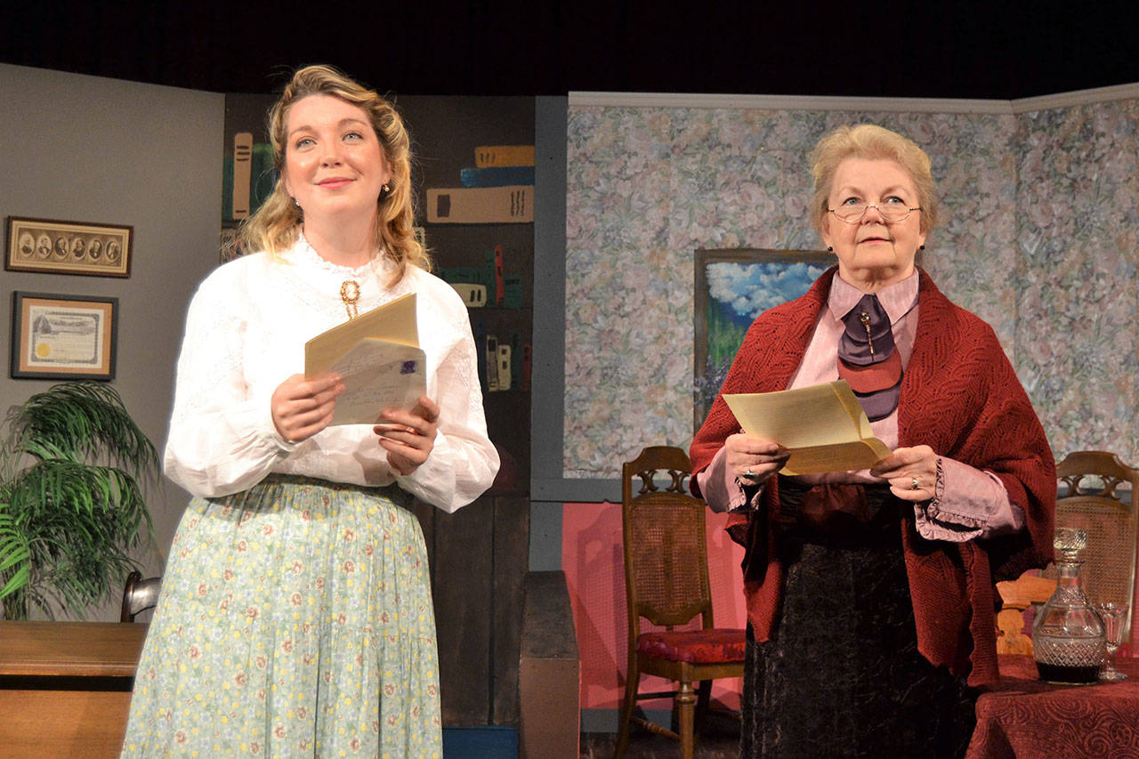 Kait Saafold and Sharon DelaBarre strike up a friendship via letters in Olympic Theatre Arts’ “Immigrant Garden — Letters” starting tonight. (Matthew Nash/Olympic Peninsula News Group)