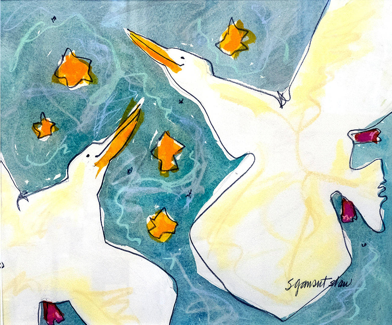 Susan Gansert Shaw’s painting, “The Joy Birds,” will be displayed at the Northwest Watercolor Society’s 2019 Signature Exhibition this Thursday through Oct. 6.