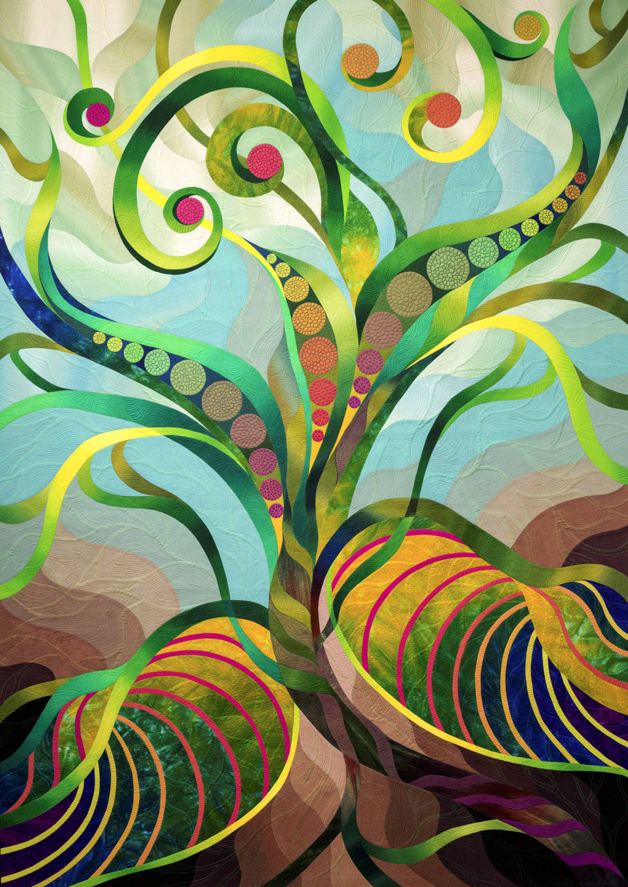 Caryl Bryer Fallert-Gentrys quilt “Vine #2” is on display at Quilt National 19.