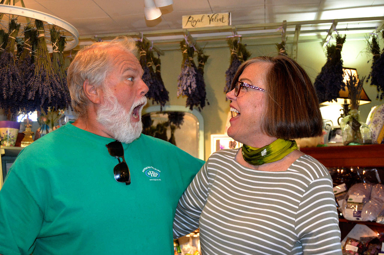<strong>Matthew Nash</strong>/Olympic Peninsula News Group Opera singers Robin Reed and Louise Pluymen, seen here in Cedarbrook Lavender Gift Shop, reunited on July 20 after 39 years. The Sequim residents were two of 11 Metropolitan Opera National Council Auditions finalists. The singers even sang a duet in the finals.
