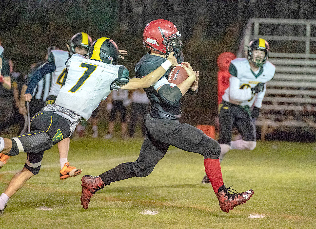 Steve Mullensky/for Peninsula Daily News                                Port Townsend captain Dylan Tracer is the team’s leading returning rusher (922 yards), receiver (318) and tackler (106).