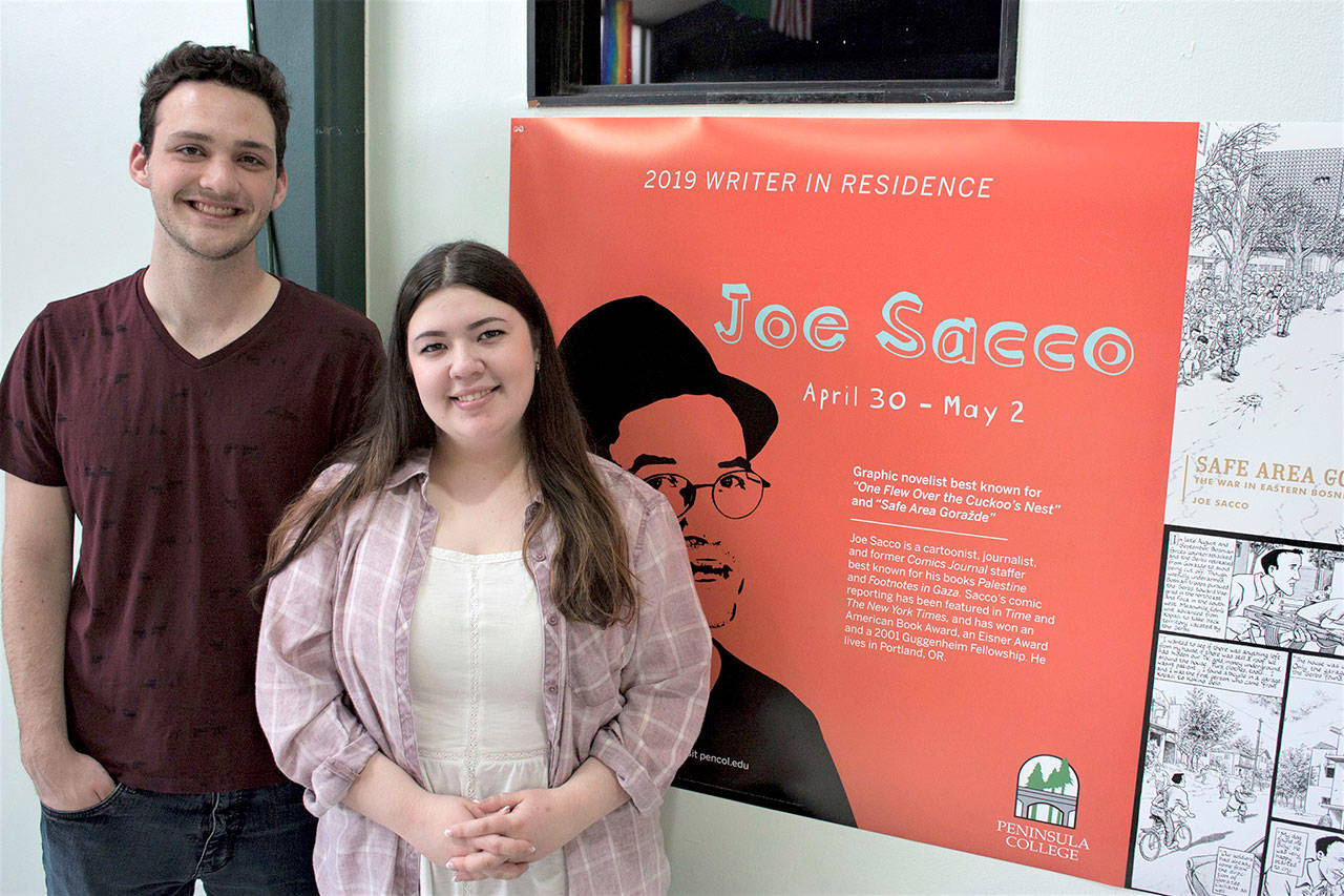 Zach Wakefield and Sarah R. Baker in the Pirate Union Building.