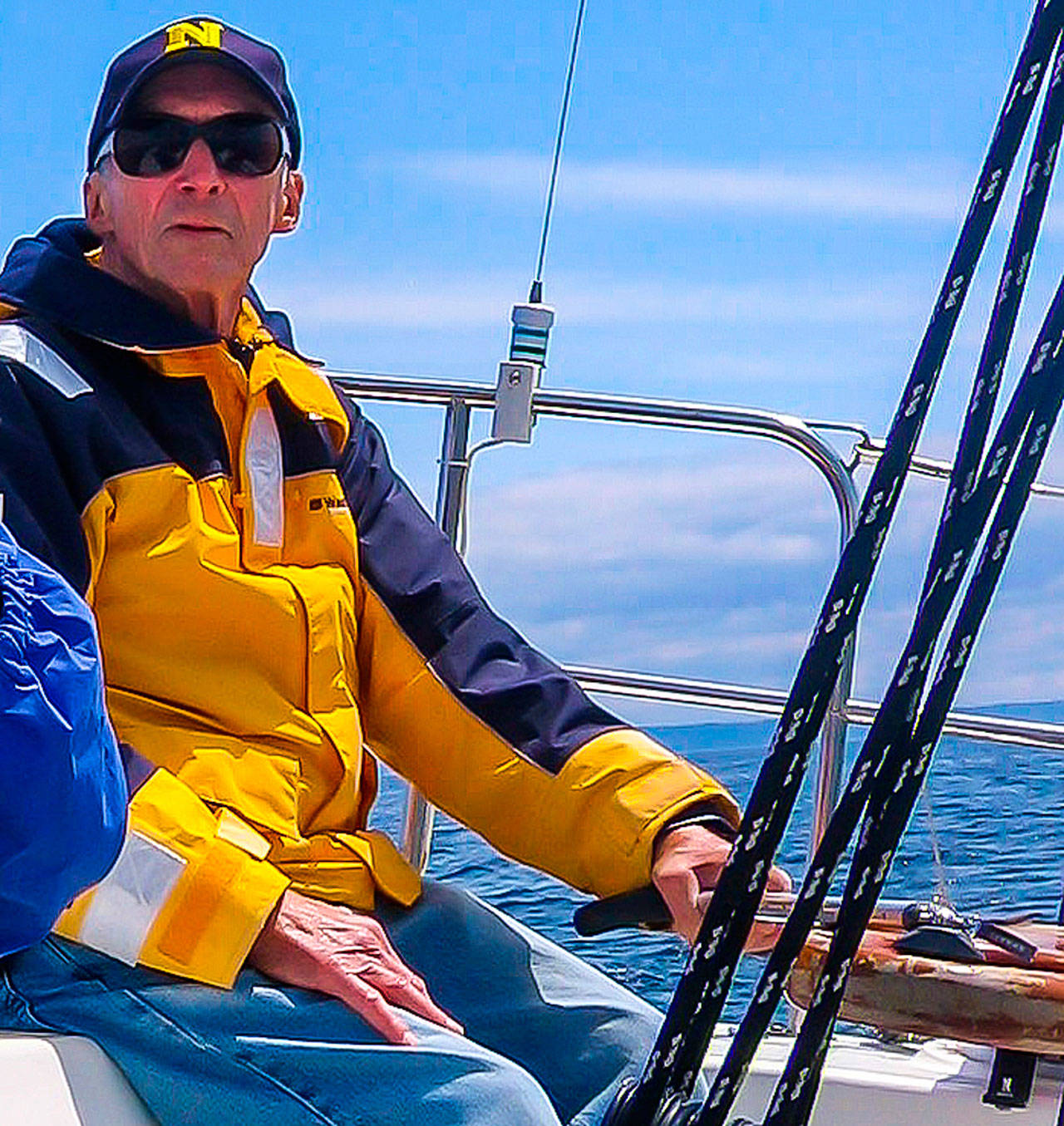 Bob McClinton captains the America in the 2018 Reach and Row for Hospice event. Organizers of the 2019 event have dedicated this year’s sailing race to the late McClinton, who raised more than $100,000 for Volunteer Hospice of Clallam County through the annual fundraiser.