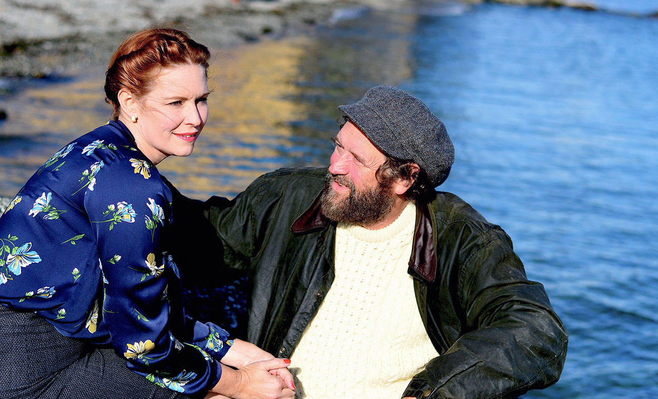 Timothea (Crystal Eisele) and Colm (Eric Ray Anderson) are surprised by love in “Sea Marks,” which starts its run this week at Port Townsend’s Key City Public Theatre. (Diane Urbani de la Paz/For Peninsula Daily News)
