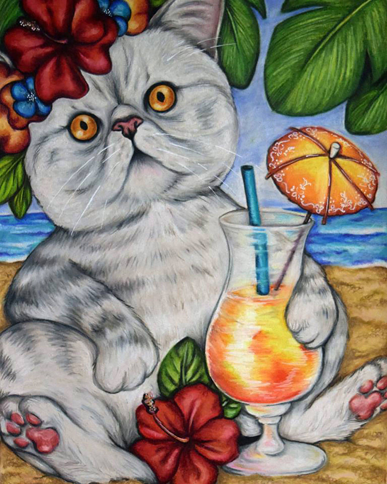 “Nude Beach” by Marcedes Perry-Barr, featured at the City Arts Advisory Commission’s “Tie One On” exhibit.