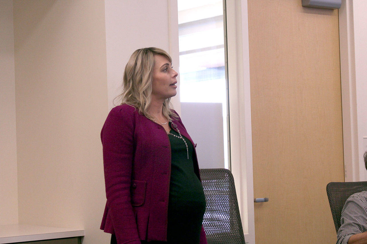 Jefferson Healthcare Chief Financial Officer Hilary Whittington presents the 2020 budget to the hospital board of commissioners during a special meeting Wednesday. (Zach Jablonski/Peninsula Daily News)