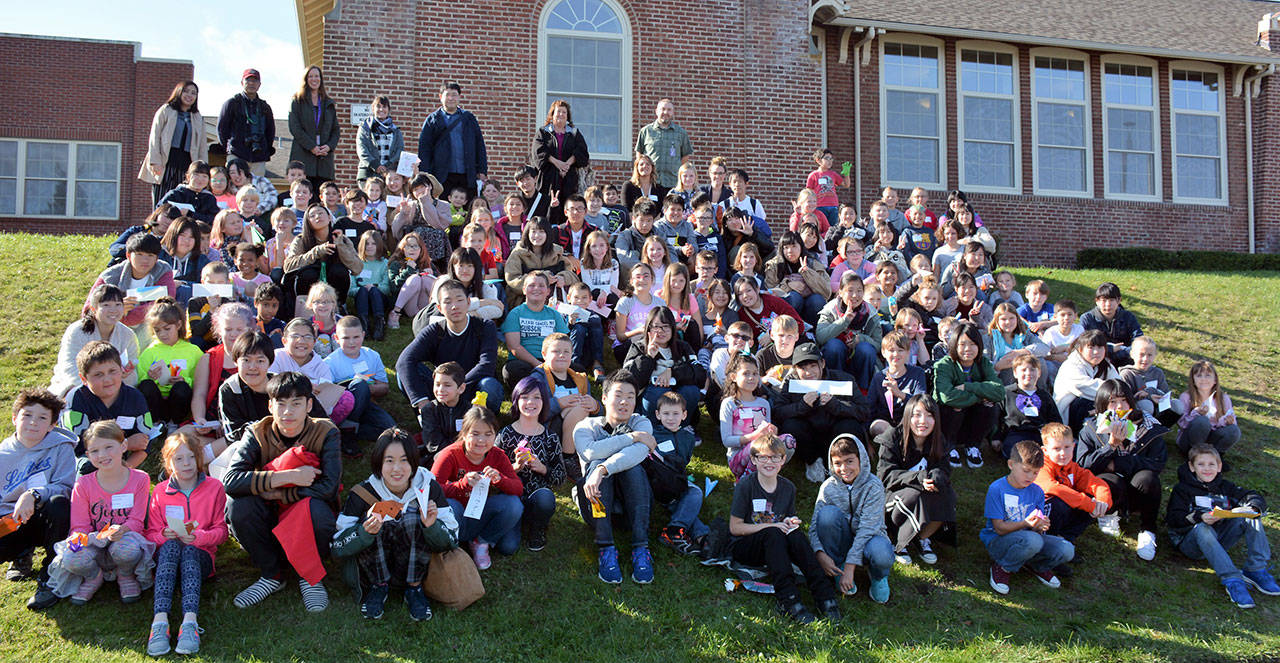 Tanabu High School students met with their pen pals from Jefferson Elementary during a visit to Port Angeles. (Port Angeles School District)