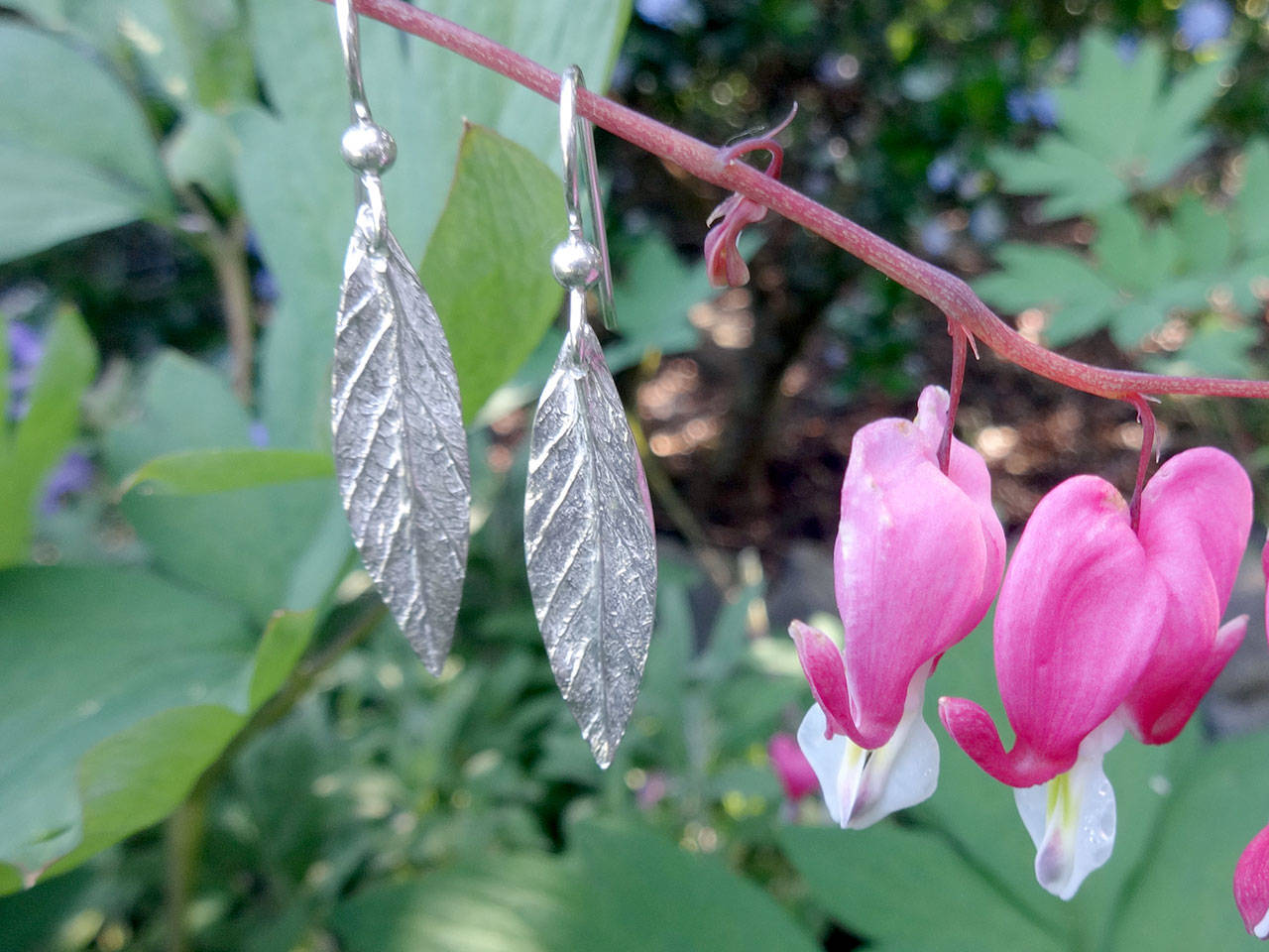 Leaf earrings by Kristen Wade and work by four other jewelers will be on view Saturday at the Port Townsend Gallery.