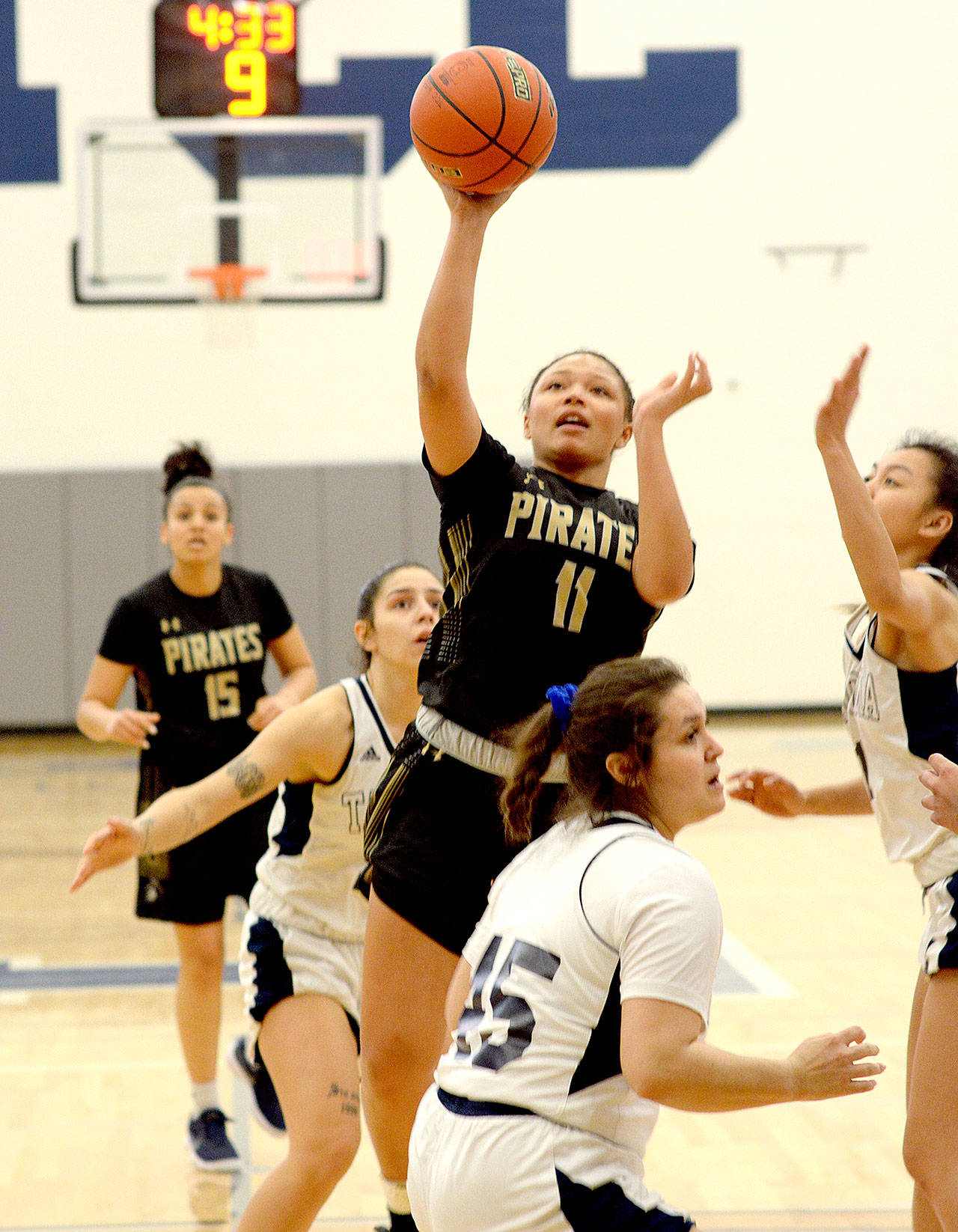 Rick Ross Peninsula College’s Amari Brown takes a shot against Tacoma College on Monday.