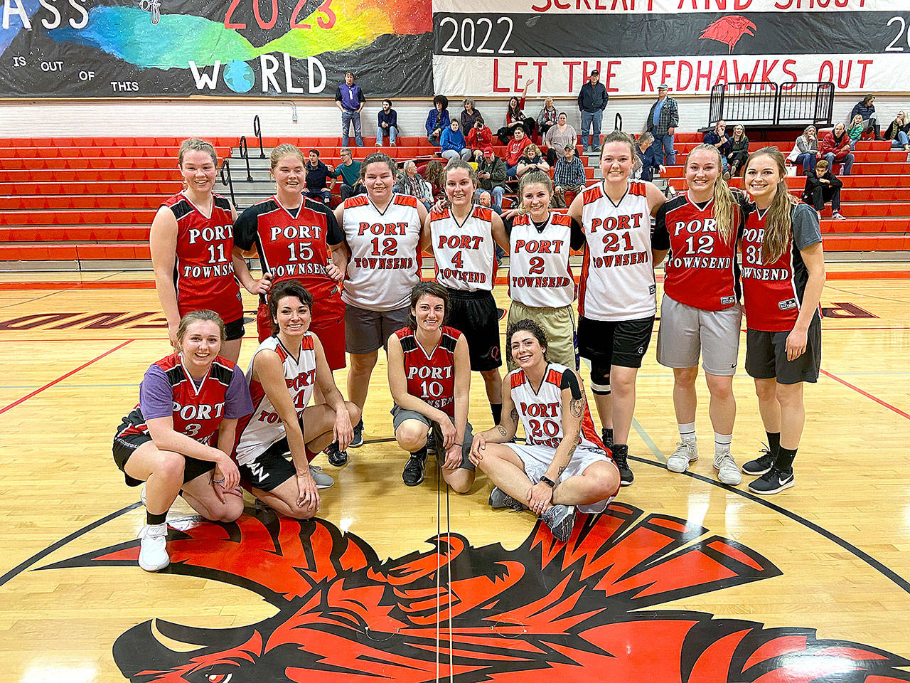 The Port Townsend women’s alumni teams are pictured, from left, top row, Cece Nielsen, Jenna Carson, Sydney Brown, Jewel Johnson, Kala Olin, Taylor Tracer, Kaitlyn Meek and Anne Meek. From left to right, bottom row, are Cassie Olin, Hana Wilson, Sophie Wilson and Bella Fox.