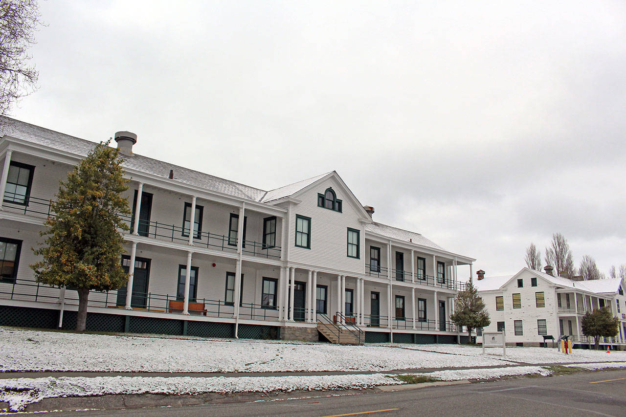 Snow fell lightly over Port Townsend on Sunday night, with places like Fort Worden State Park seeing traces to one inch of snow, while places further south in Jefferson County saw 3 to 8 inches. (Zach Jablonski/Peninsula Daily News)
