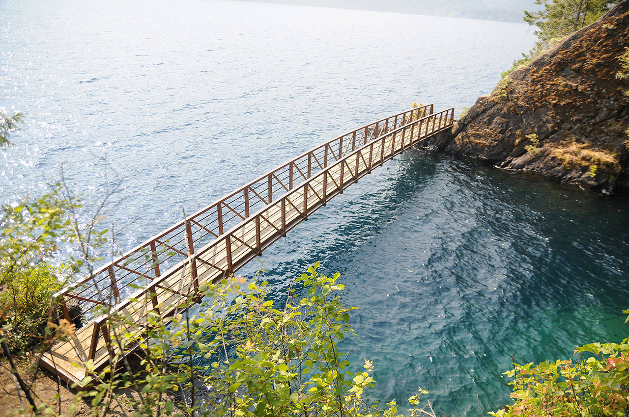 During the final phase of construction this spring and summer along the Spruce Railroad Trail, the Devil’s Punchbowl portion will only be accessible by boat. (Michael Dashiell/Olympic Peninsula News Group)