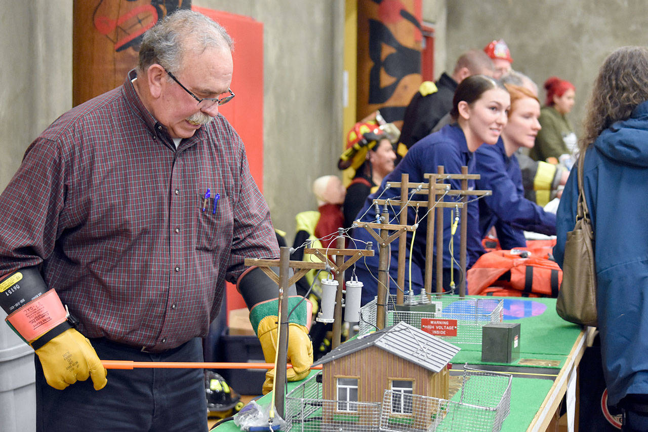 Larry Morris from the Public Utility District presenting on electrical safety.
