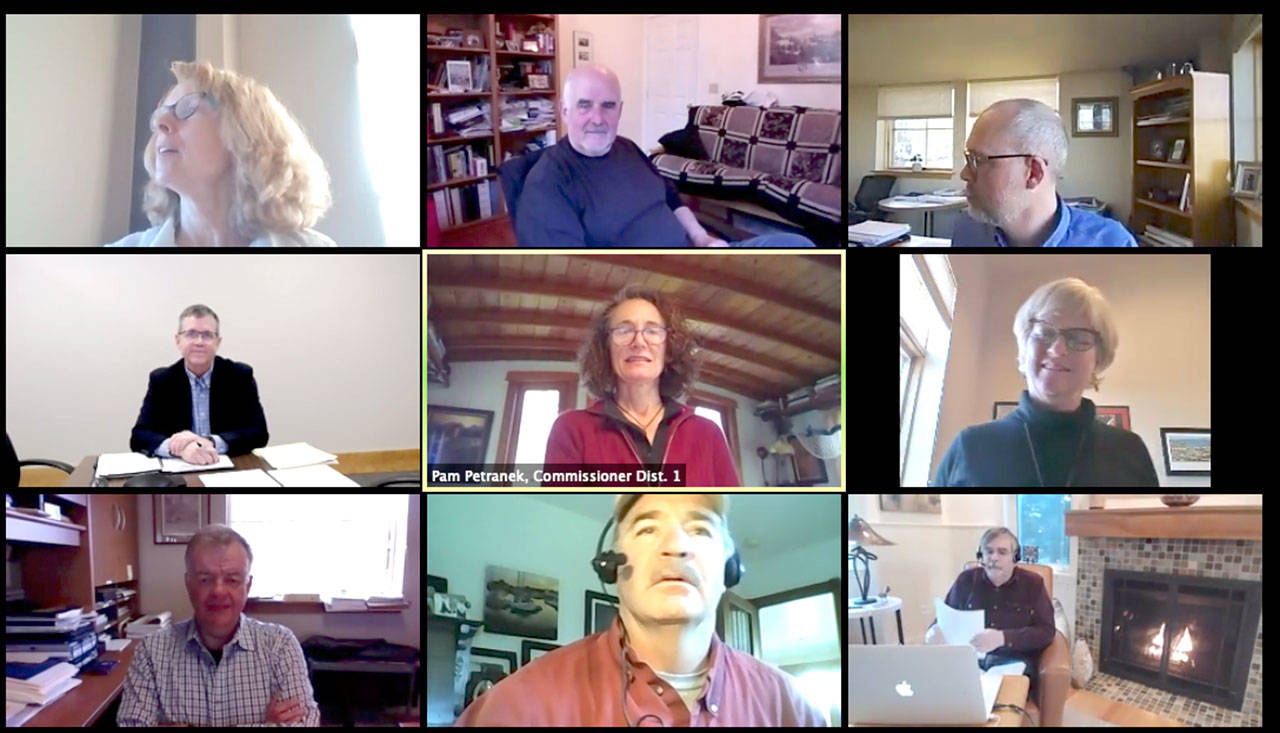 As they observed social distancing practices, the Port of Port Townsend commissioners hosted their meeting via Zoom video conference. The public could participate through the platform or by emailing public comments.