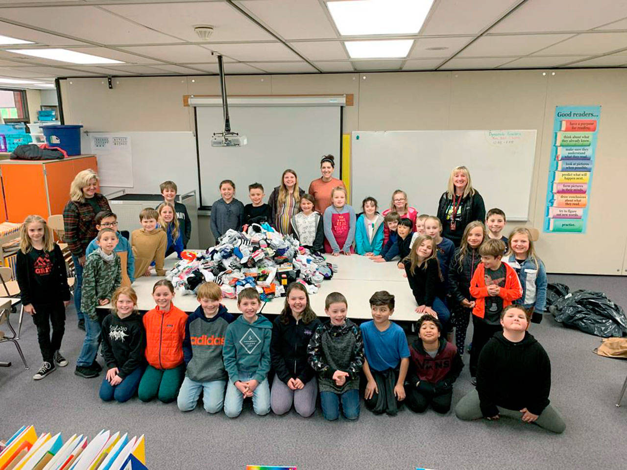 Elementary school collects socks for Dr. Seuss week