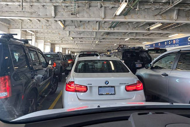 Traffic on the 12:45 p.m. sailing from Tsawwassen-Duke Point on Thursday, April 9. (Photo submitted)