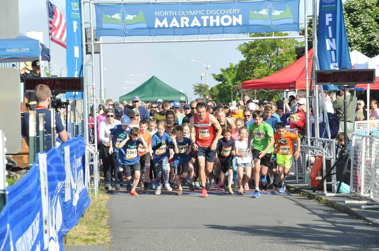 The 2019 North Olympic Discovery Marathon’s 5K start. The marathon is moving to a virtual race this year in light of the COVID-19 virus. (North Olympic Discovery Marathon)