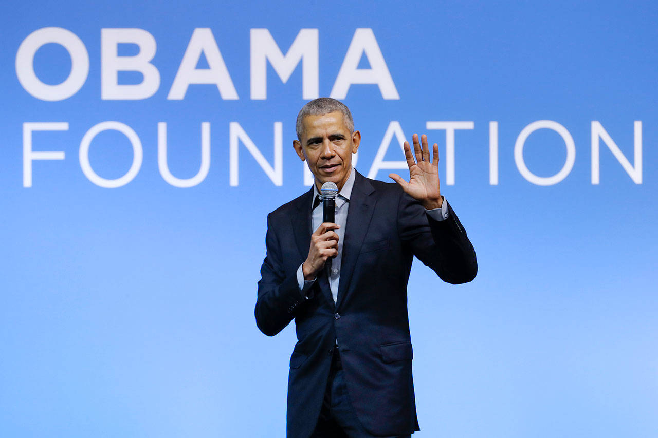 This Dec. 13, 2019, file photo shows former President Barack Obama speaking at the Gathering of Rising Leaders in the Asia Pacific, organized by the Obama Foundation in Kuala Lumpur, Malaysia. Obama will deliver a televised prime-time commencement address for the Class of 2020 during an hour-long event that will also feature LeBron James, Malala Yousafzai and Ben Platt, among others. ABC, CBS, FOX, and NBC will simultaneously air the special May 16 at 5 p.m. Pacific, along with more than 20 other broadcast and digital streaming partners, according to the announcement Tuesday from organizers. (Vincent Thian/Associated Press file)