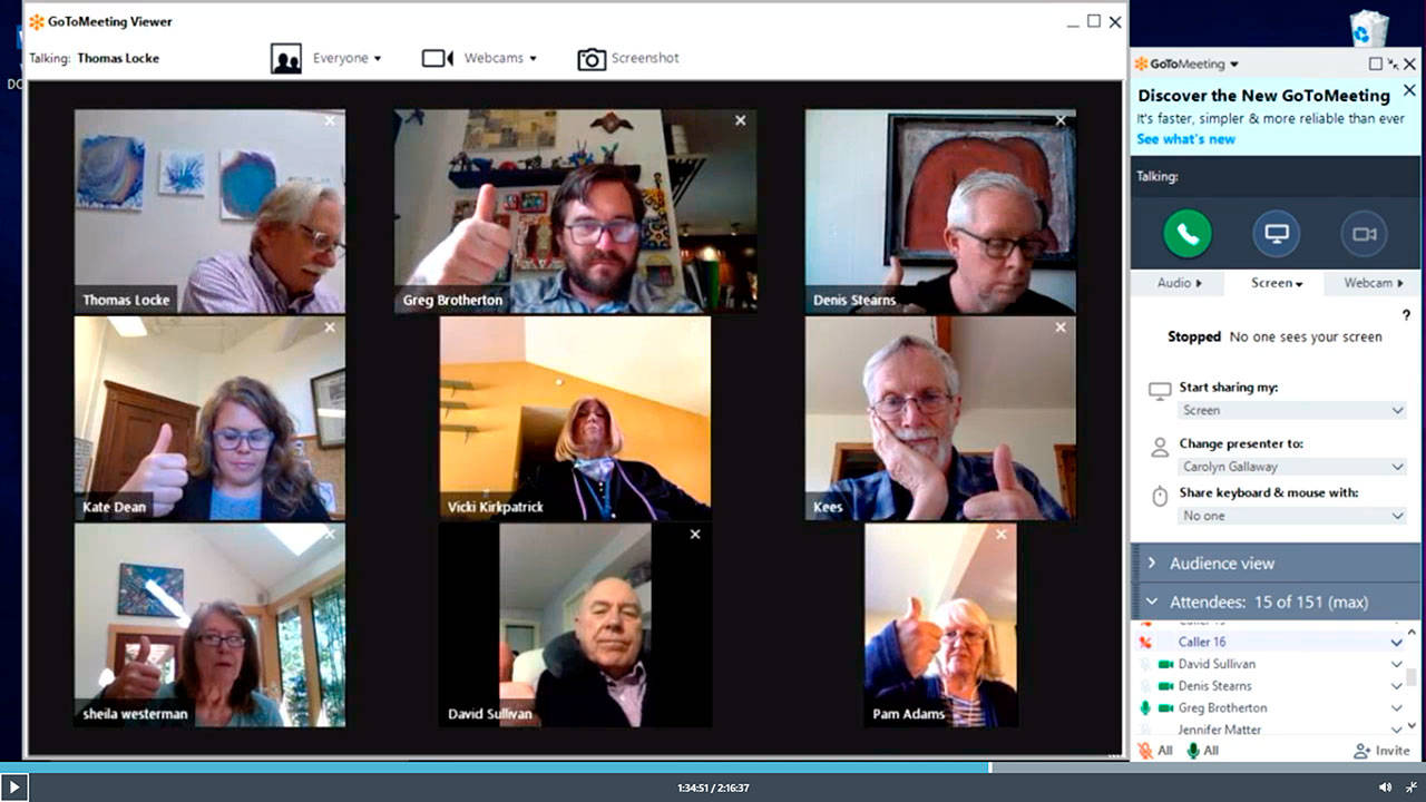 The Jefferson County Board of Health members each gave a thumbs up showing agreement with county health officer Dr. Tom Locke’s Phase 2 variance recommendations during their Thursday, May 14, 2020, evening special meeting.