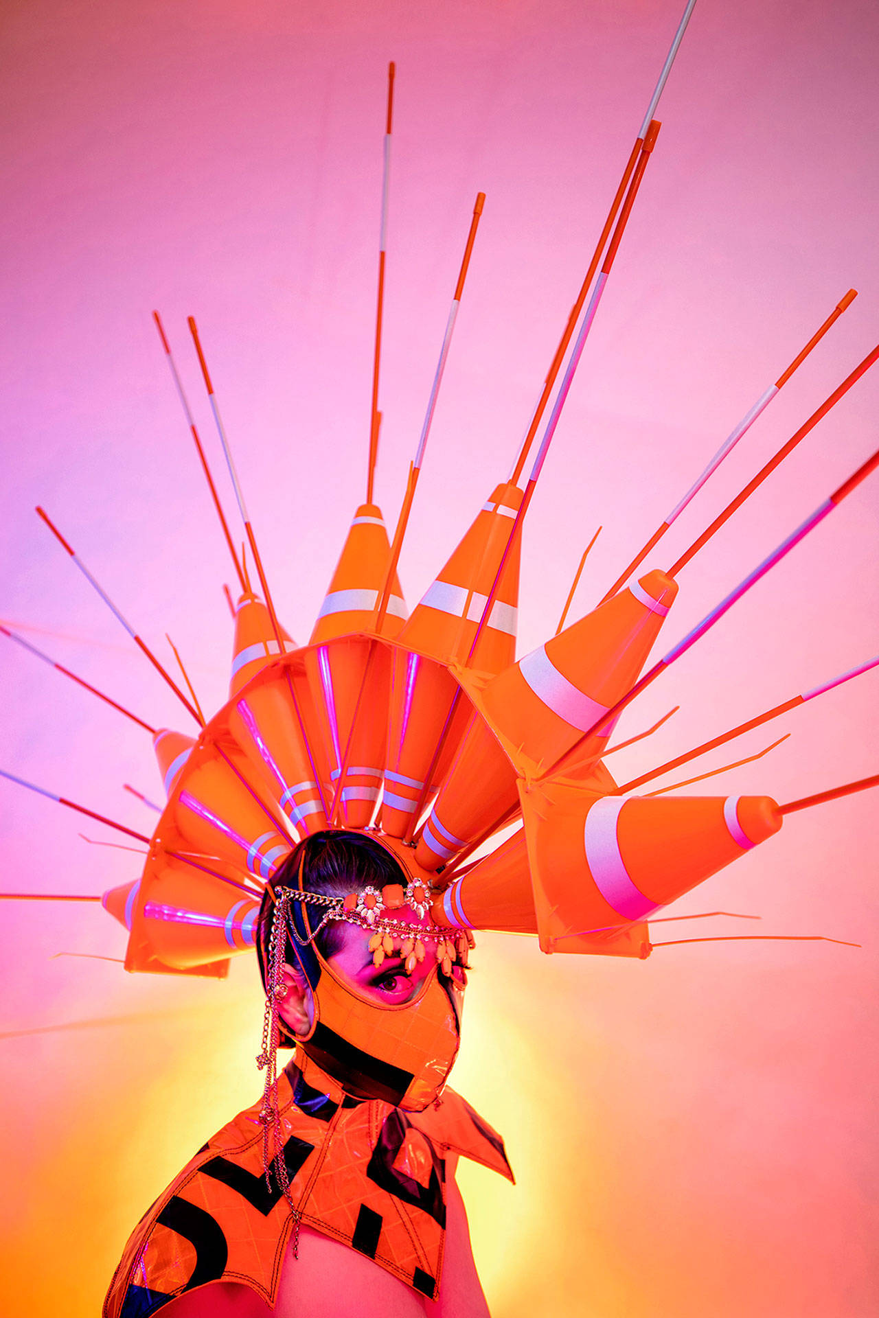 Grace Duval’s “COVID Caution” of Massachusetts is an example of a creative face mask. It was provided by the Wearable Art Show. The Chamber of Jefferson County and JeffcoCARES Maskies Awards creative face mask competition has been extended to July 17.