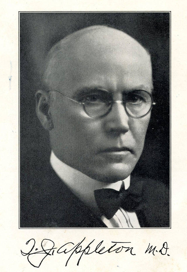 Dr. Appleton on the flyleaf of his book.