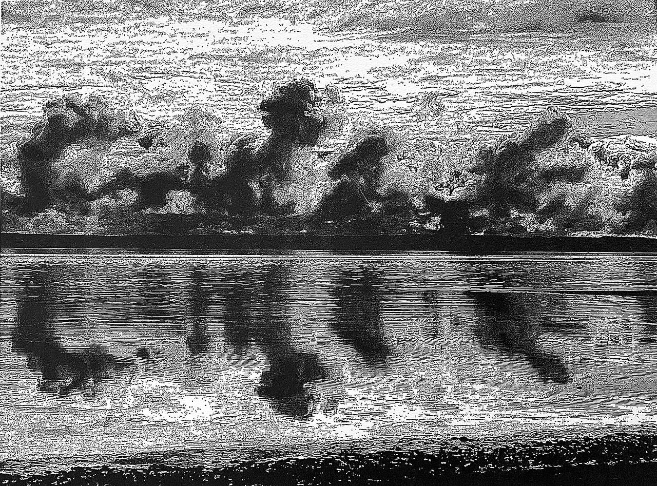 “Reflection of the Times” is one of the views of Port Townsend that are depicted in Mary O’Shaughnessy’s show, One Hundred Days of Solitude, at the Grover Gallery.