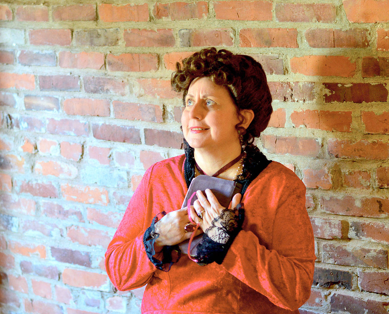 Denise Winter portrays May Arkwright Hutton in “May’s Vote,” the Key City Public Theatre production streaming later this week. (Diane Urbani de la Paz/Peninsula Daily News)