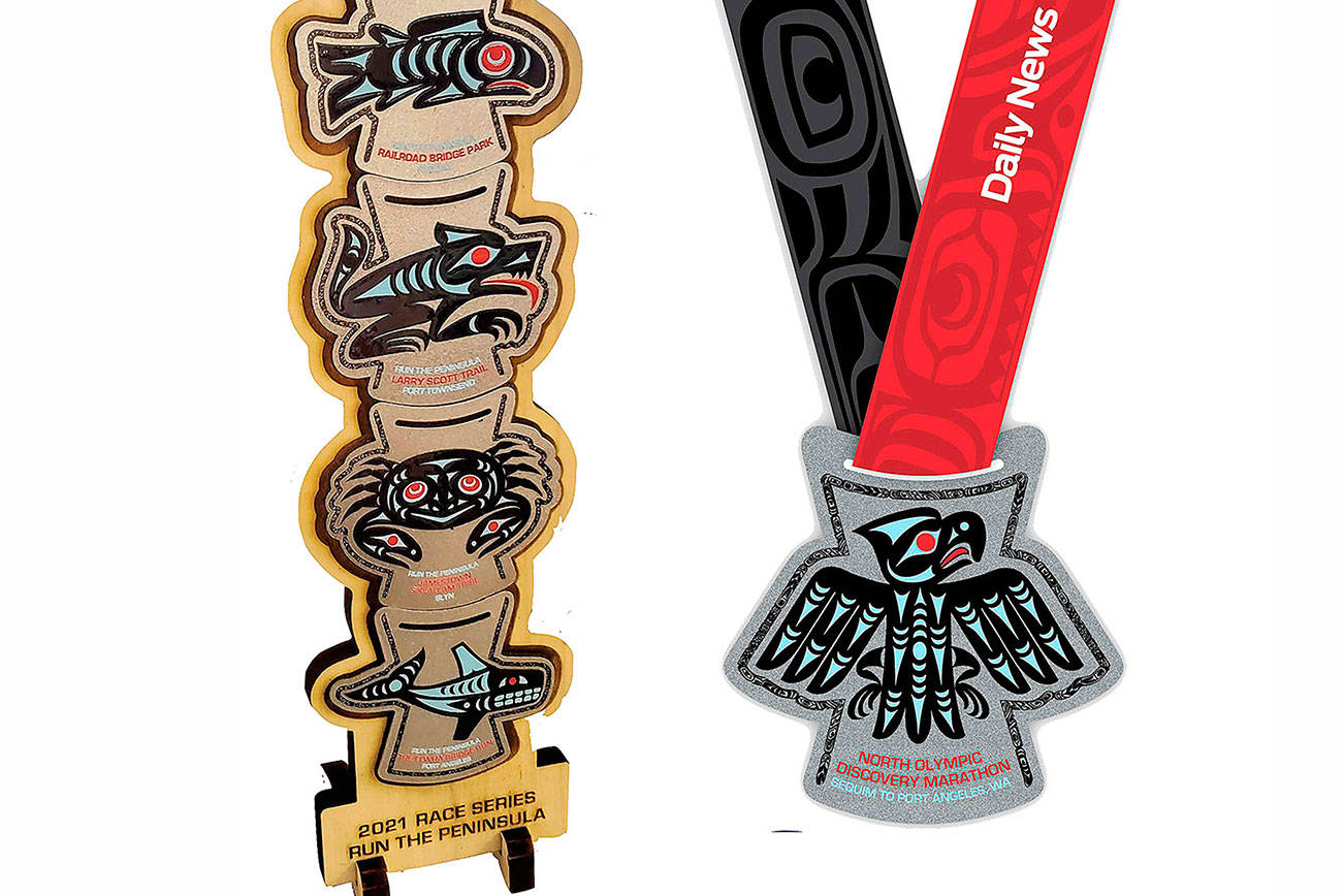 Port Angeles Marathon Association
The Port Angeles Marathon Association partnered with the Lower Elwha Klallam Tribe and the Jamestown S’Klallam Tribe to create the 2021 medals for the Run the Peninsula series.