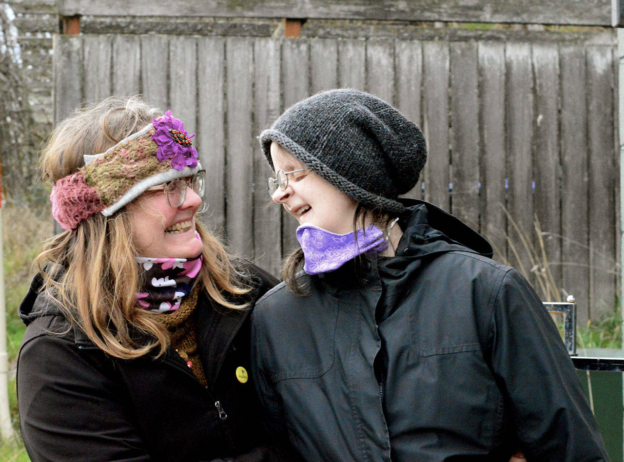 Beverly Michaelsen, left, and her daughter Kaiya Lily Hubbard are ready to start a new chapter. They have put their shop, the Wandering Wardrobe, up for sale. (Diane Urbani de la Paz/Peninsula Daily News)