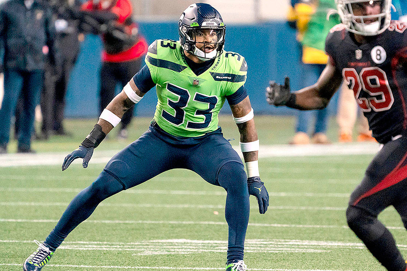 FILE - In this Nov. 19, 2020, file photo, Seattle Seahawks defensive back Jamal Adams watches an Arizona Cardinals play develop during an NFL football game in Seattle. Adams is a big part of the story this week.
“This game is very important because like I said it’s the next one,” Adams said on Friday. “Obviously it is against the Jets, my former team. But I’m not here to make it about me.” Adams spoke at length about Sunday’s matchup against winless New York, the first time he’ll be facing the team that drafted him with the No. 6 overall selection three years ago. (AP Photo/Stephen Brashear, File)