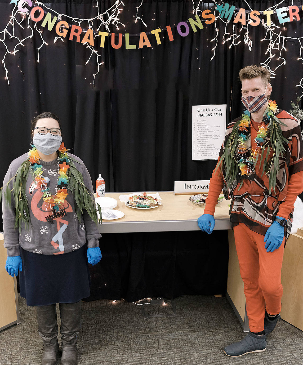 Jefferson County librarians Kim Tingelstad, left, and Scott Bahlmann earned master’s degrees in library and information science. (Submitted photo)