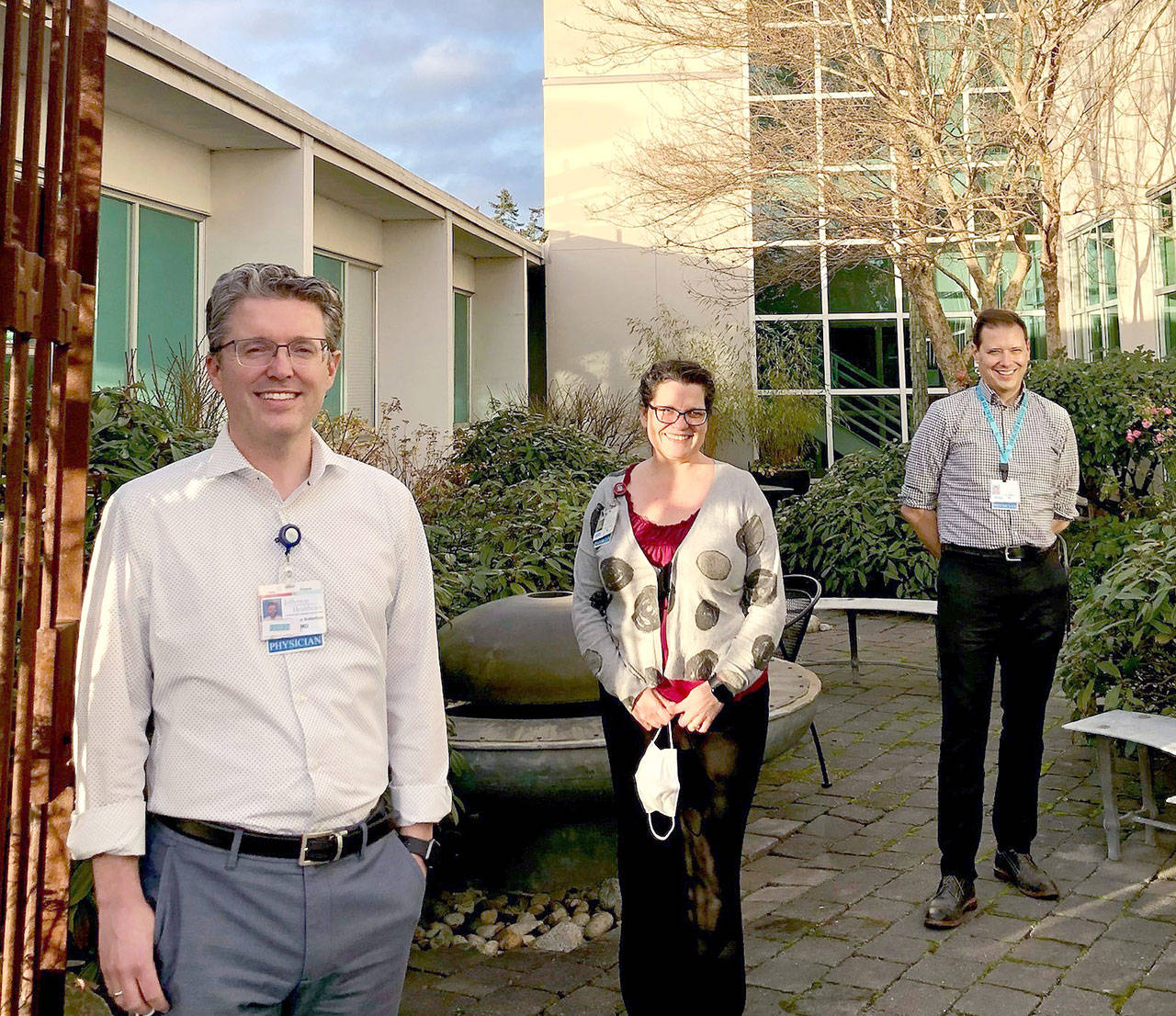 Jefferson Heathcare’s COVID-19 physicians, from left, are Drs. Steve Butterfield, Tracie Harris and Joe Mattern. (Photo courtesy of Jefferson Healthcare)